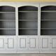 Wooden library, lacquered, grey, patinated, moulded