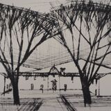 Bernard Buffet: The Entrance to the Castle - Original Engraving