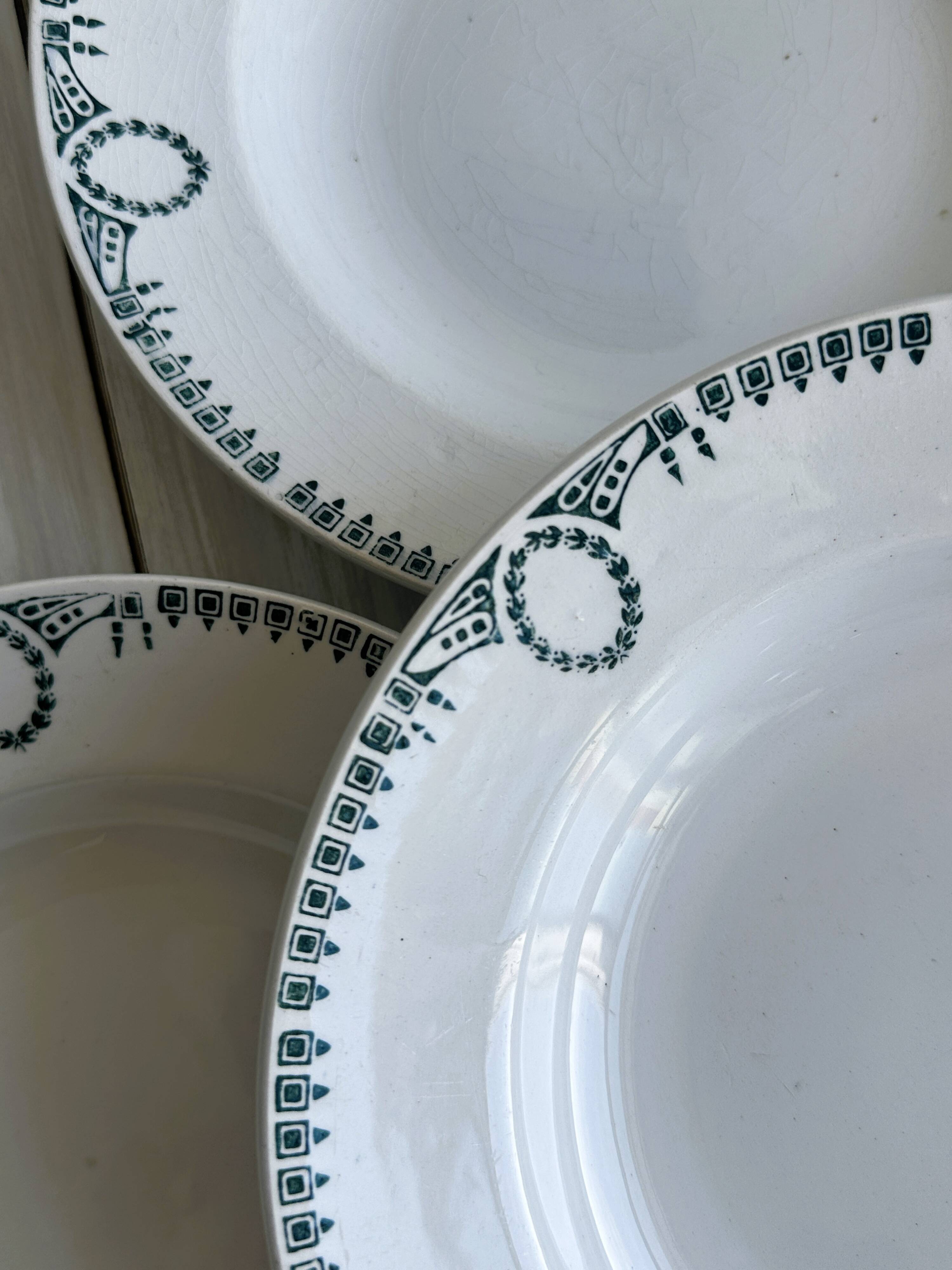 5 iron earthenware soup plates