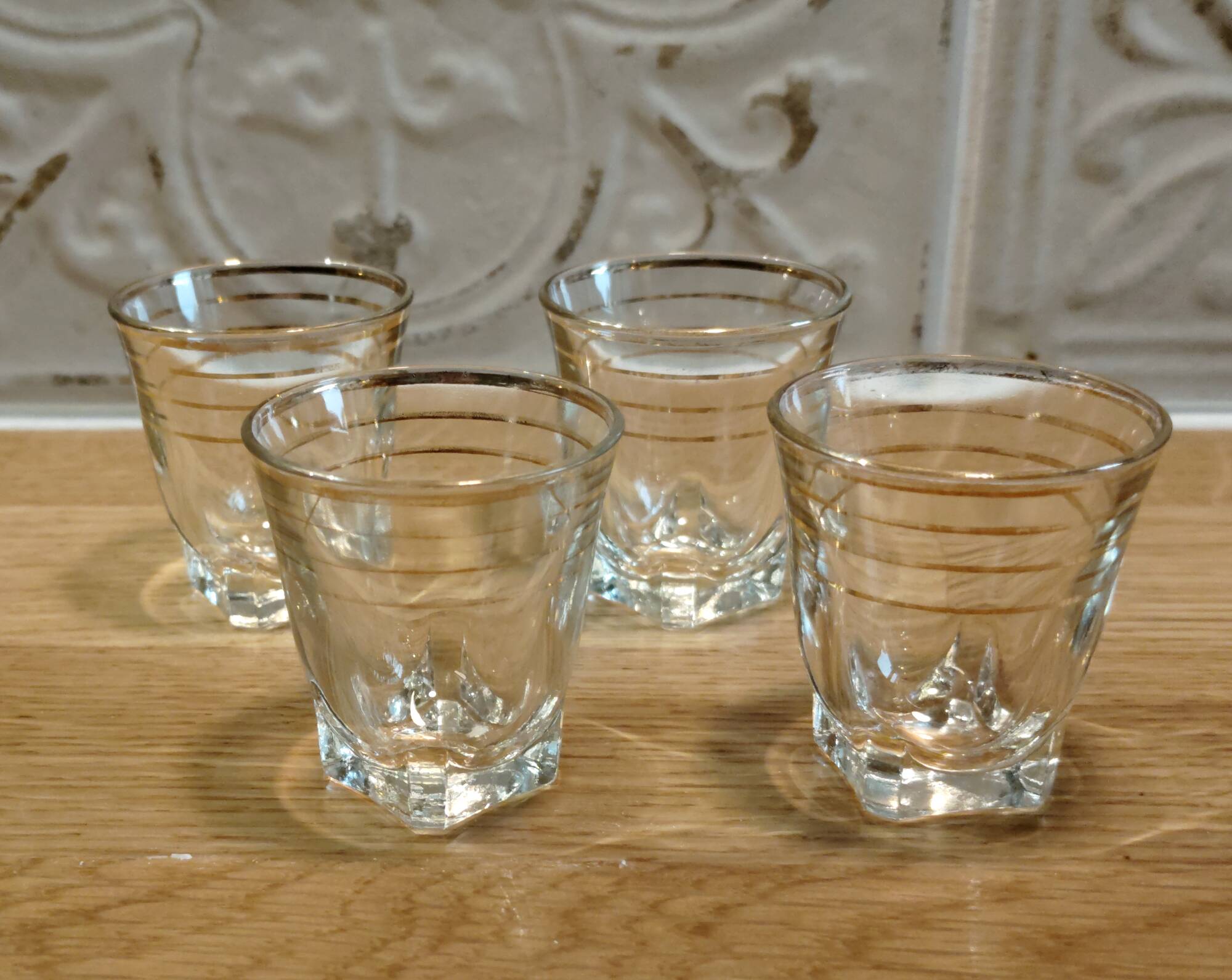 Ensemble de 4 Verres à Liqueur - Art Déco - Filets Dorés