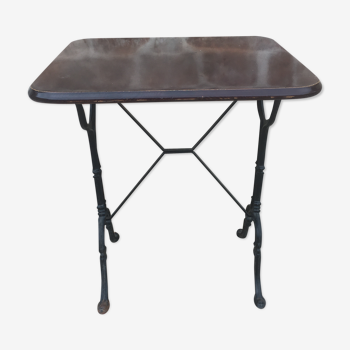 bistro table cast iron footing solid wooden tray