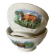 Pair of small faceted bowls with cow illustrations from the 40s and 50s
