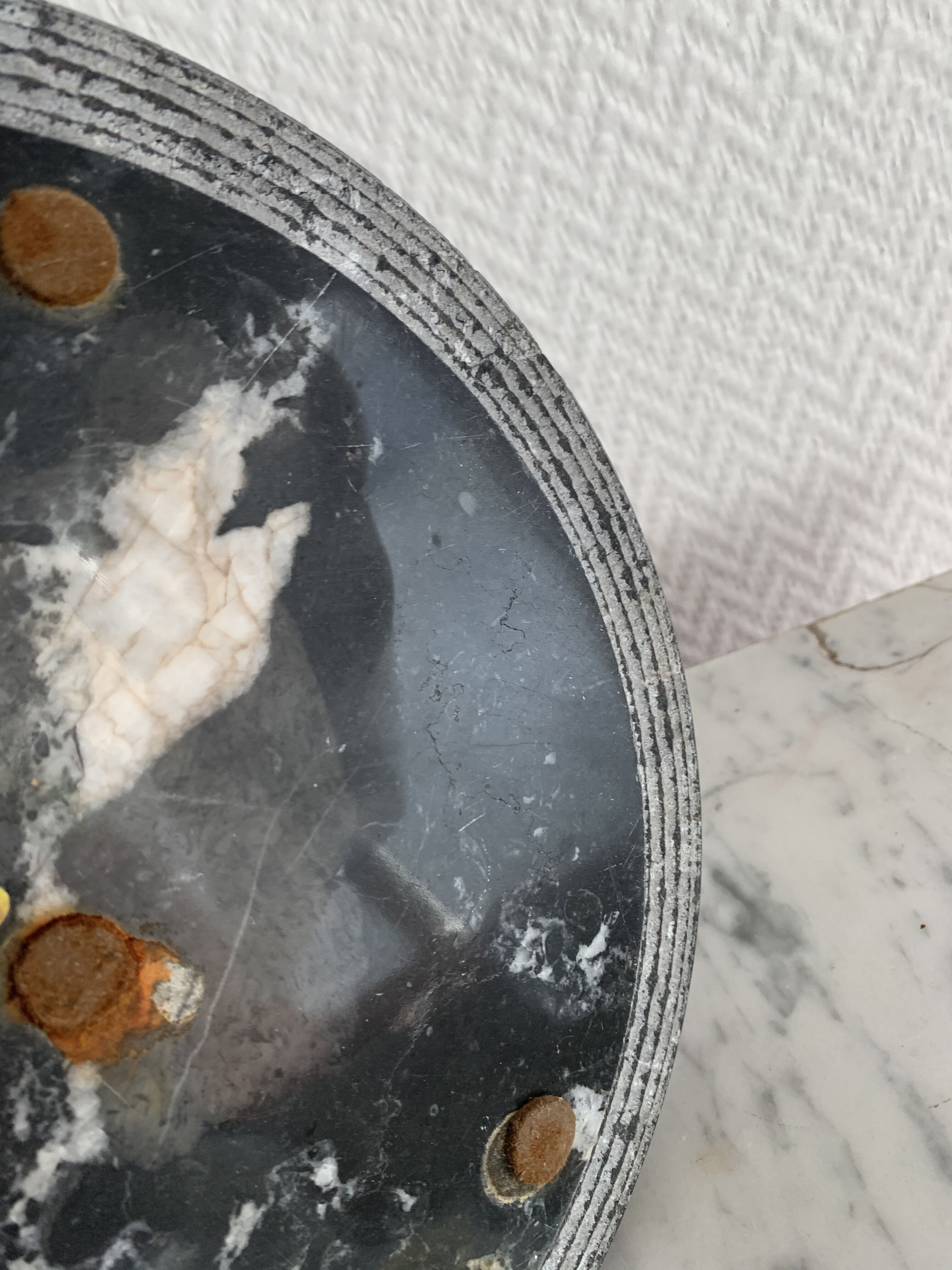 Vintage grey round marble ashtray
