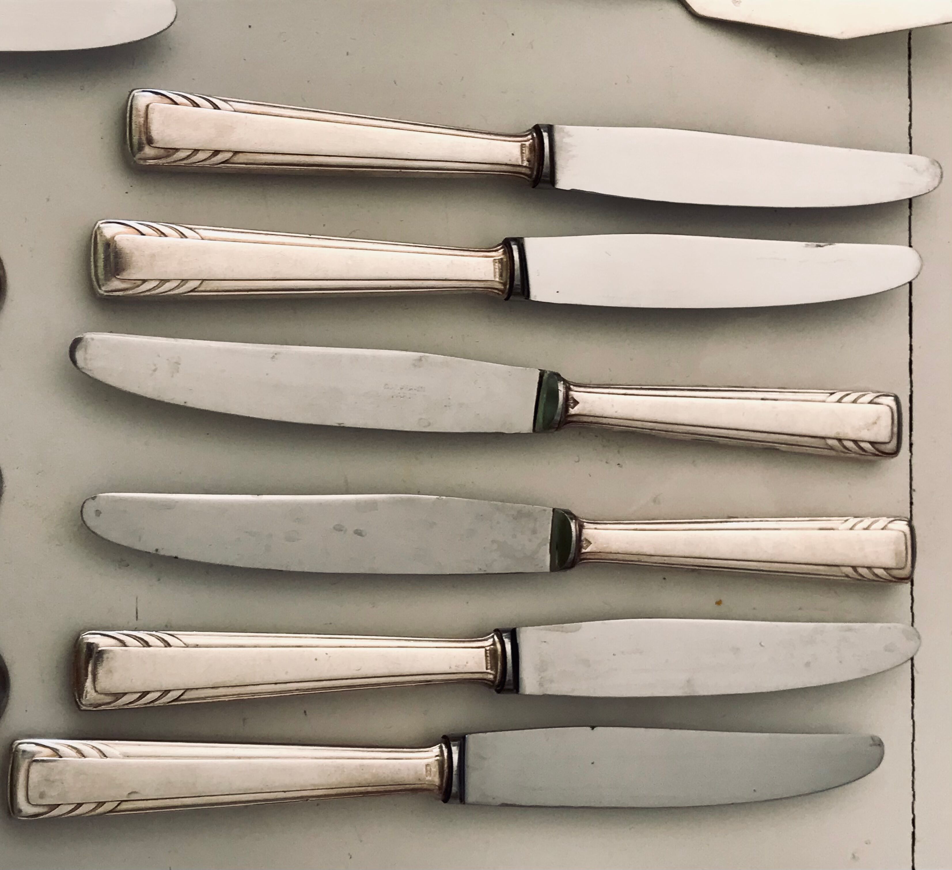 Silver metal art deco cutlery set J.Perrin
