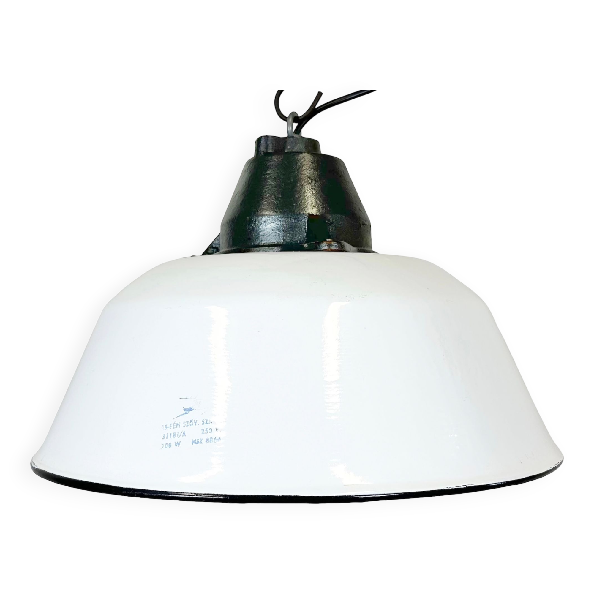 Enamel and cast iron industrial pendant light 1960s