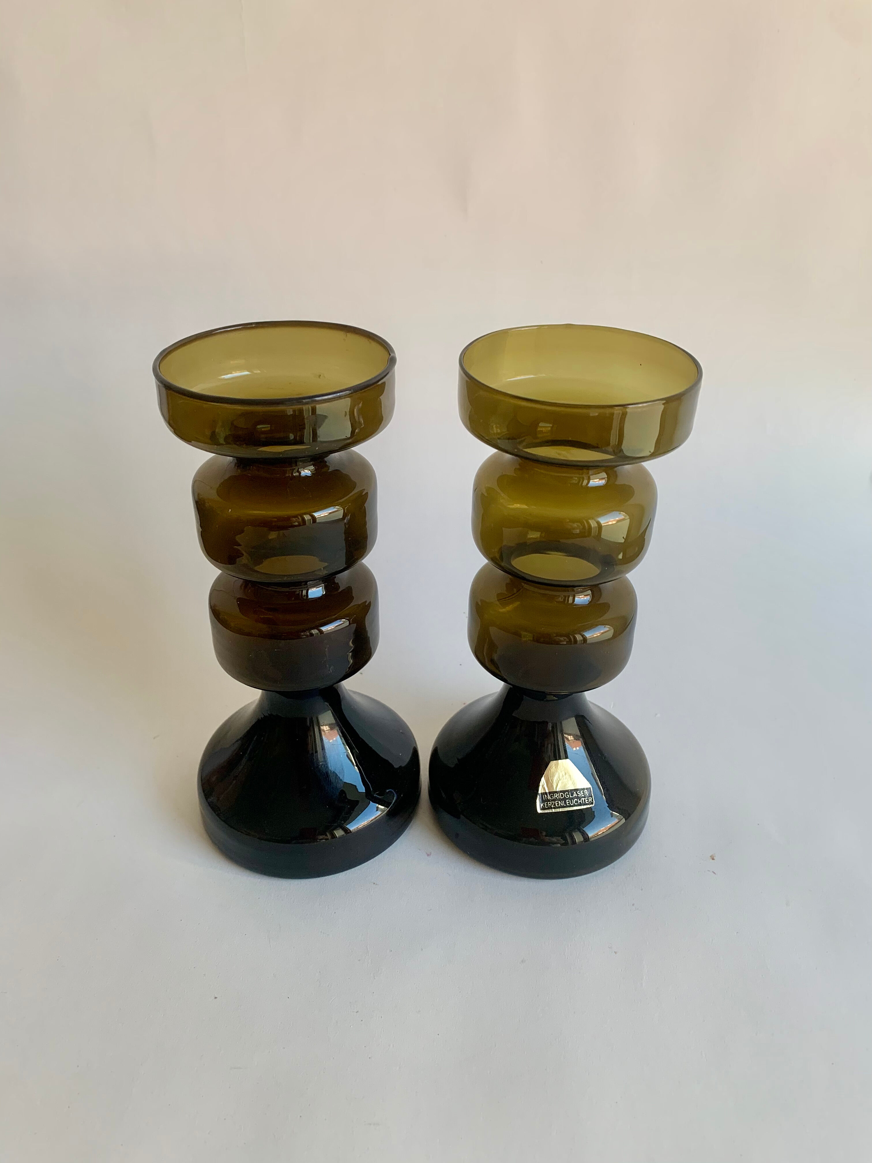 Pair of Candleholders, Ingrid Glashütte, Austria, 1960s
