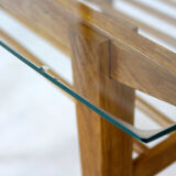 Wooden Coffee Table with Glass Top from Drevozpracujici Druzstvo, 1960s