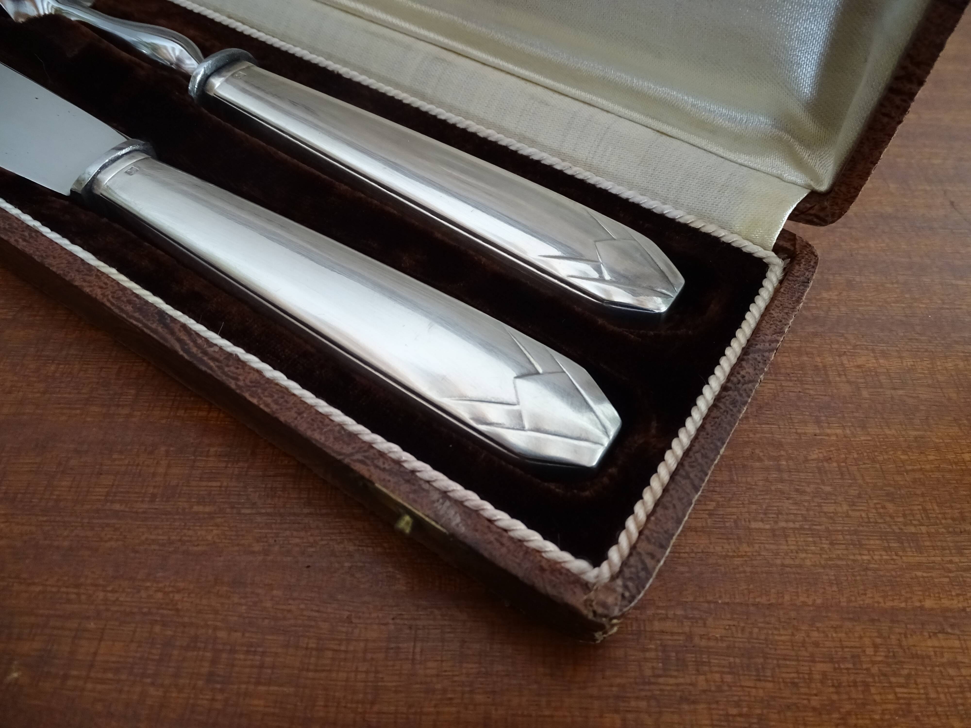 Art Deco cutlery silver metal ORBRILLE 1930 in case