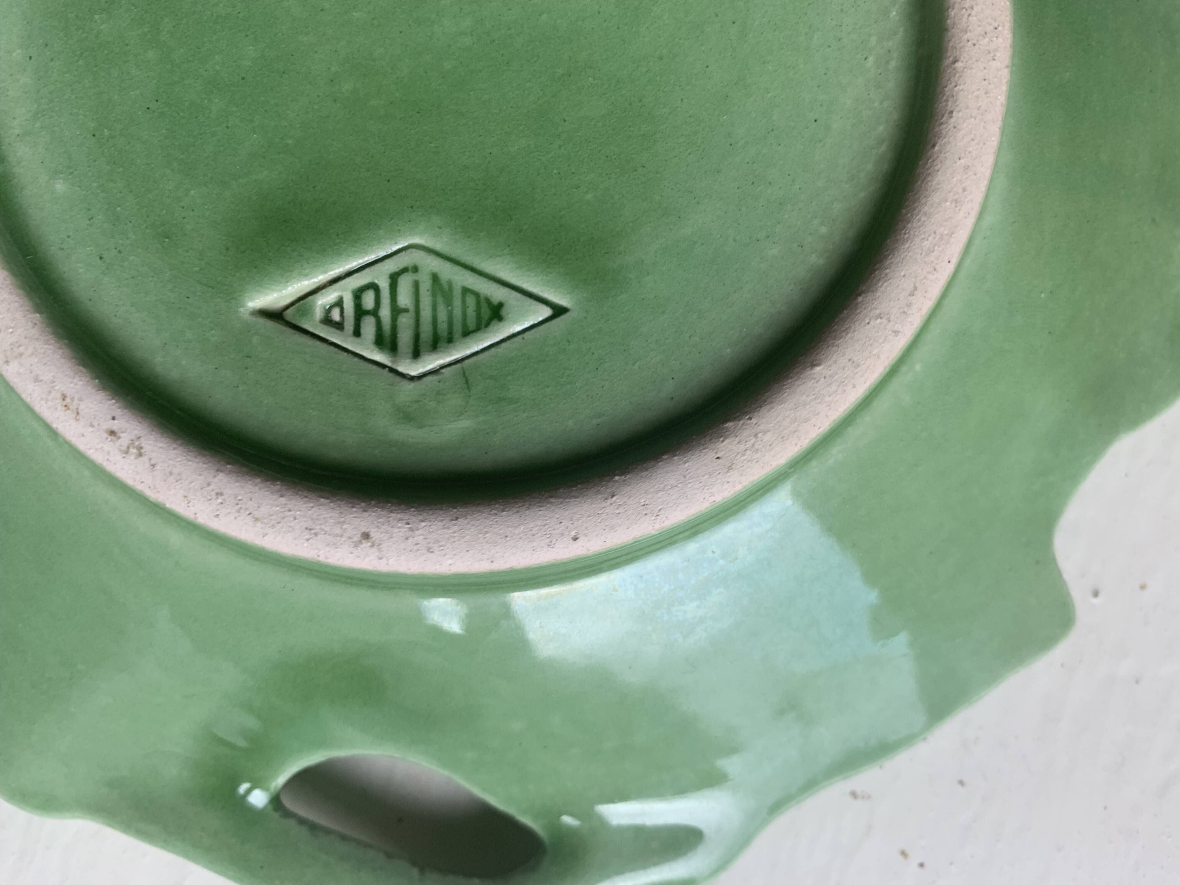 Pocket emptier dish, leaf slip stamped Orfinox, vintage