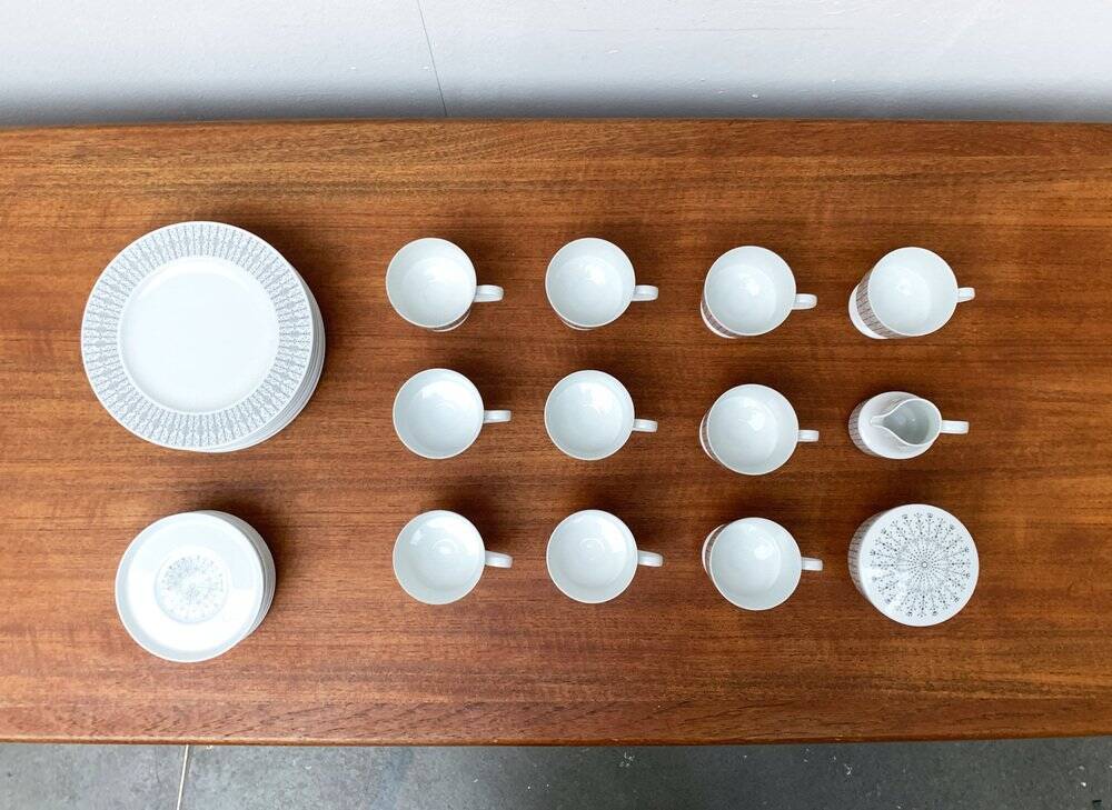 Vintage grey coffee service Secunda, made in Germany by Tapio Wirkkala for Rosenthal, set of 28.