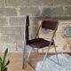 Set of two folding chairs in brown and metal fabric - vintage