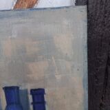 Still life on canvas bottles signed Majo Hilbey Poléo