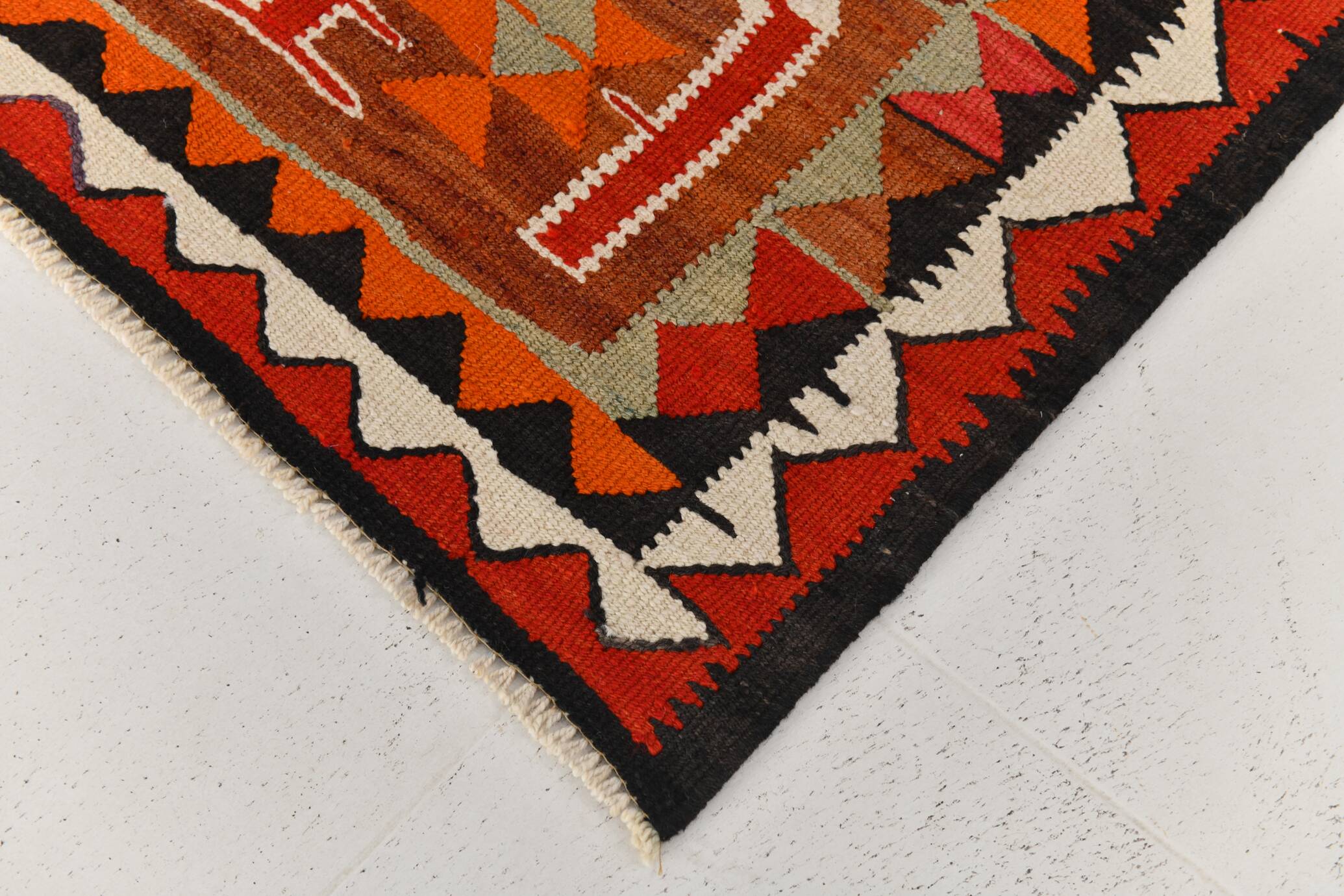 3x10 Red & Orange Tribal Kilim Runner Rug 93x308Cm SK 34615