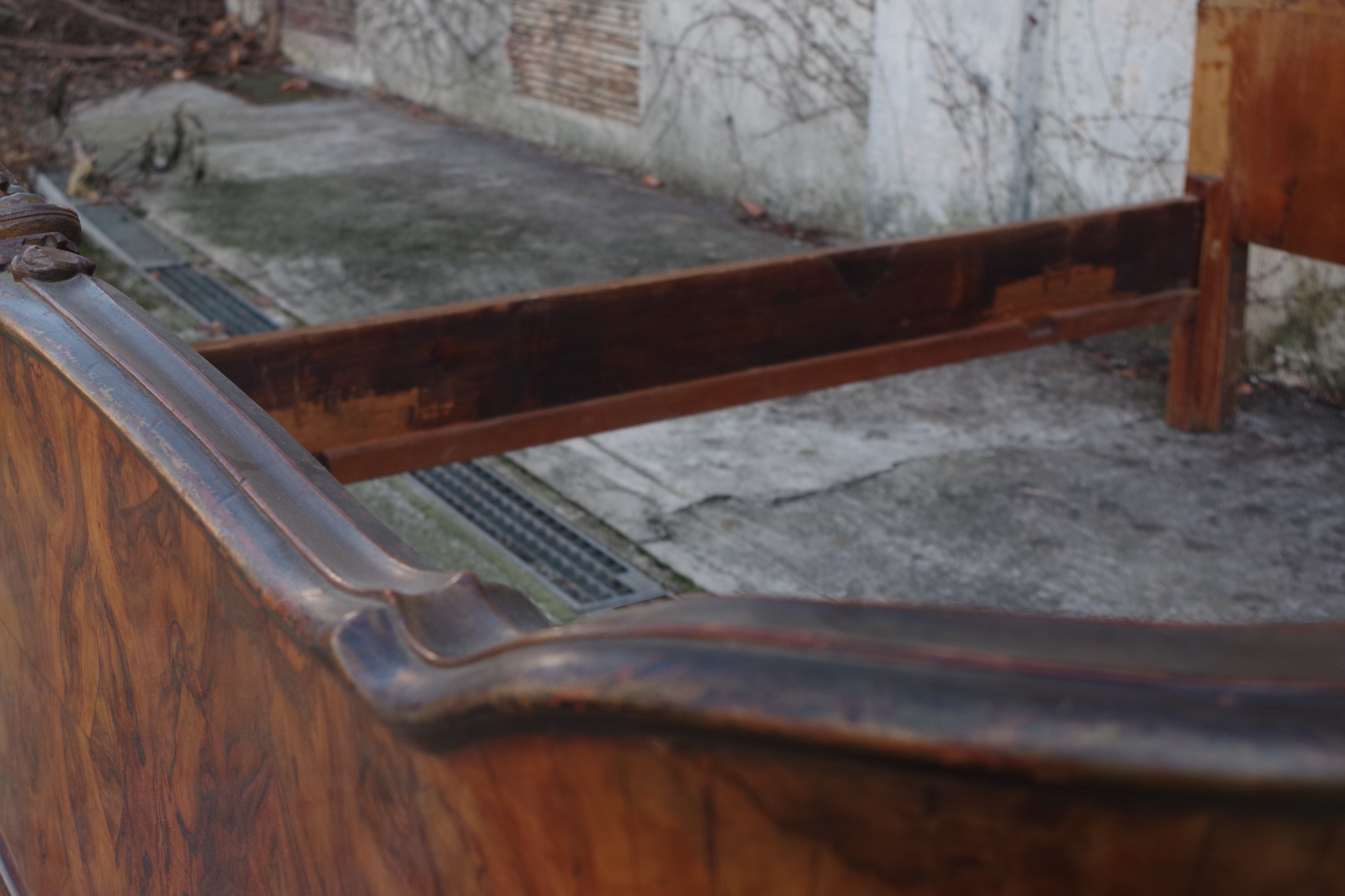 Rounded Walnut Burl Double Bed, 1950s