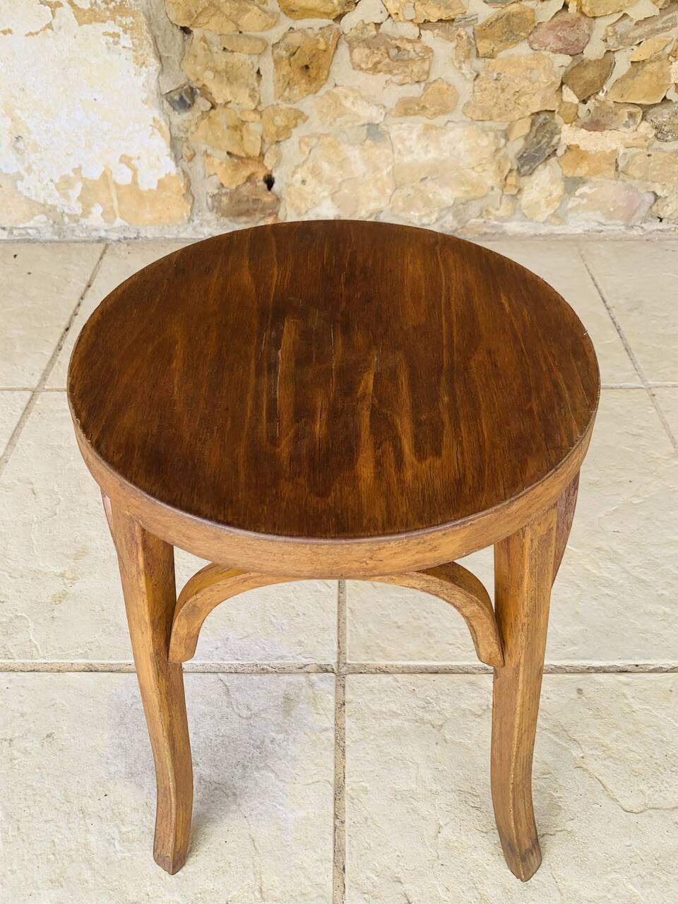 Curved Wood Stool Vintage, Baumann, Circa 1950s/1960s