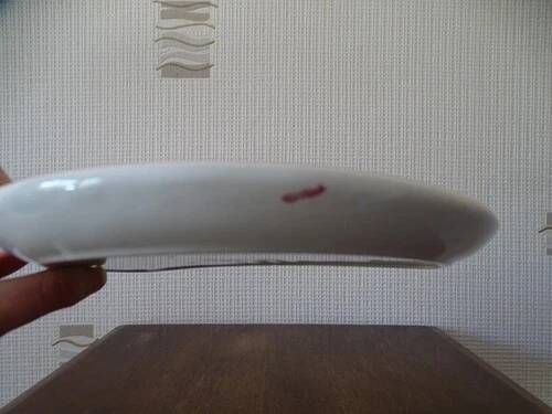 Faience plate KG LUNEVILLE "Street Lamp" crescent half-moon flowers