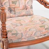 Giorgetti Gallery Collection Wooden Lounge Chairs w. Gobelin Upholstery 70s