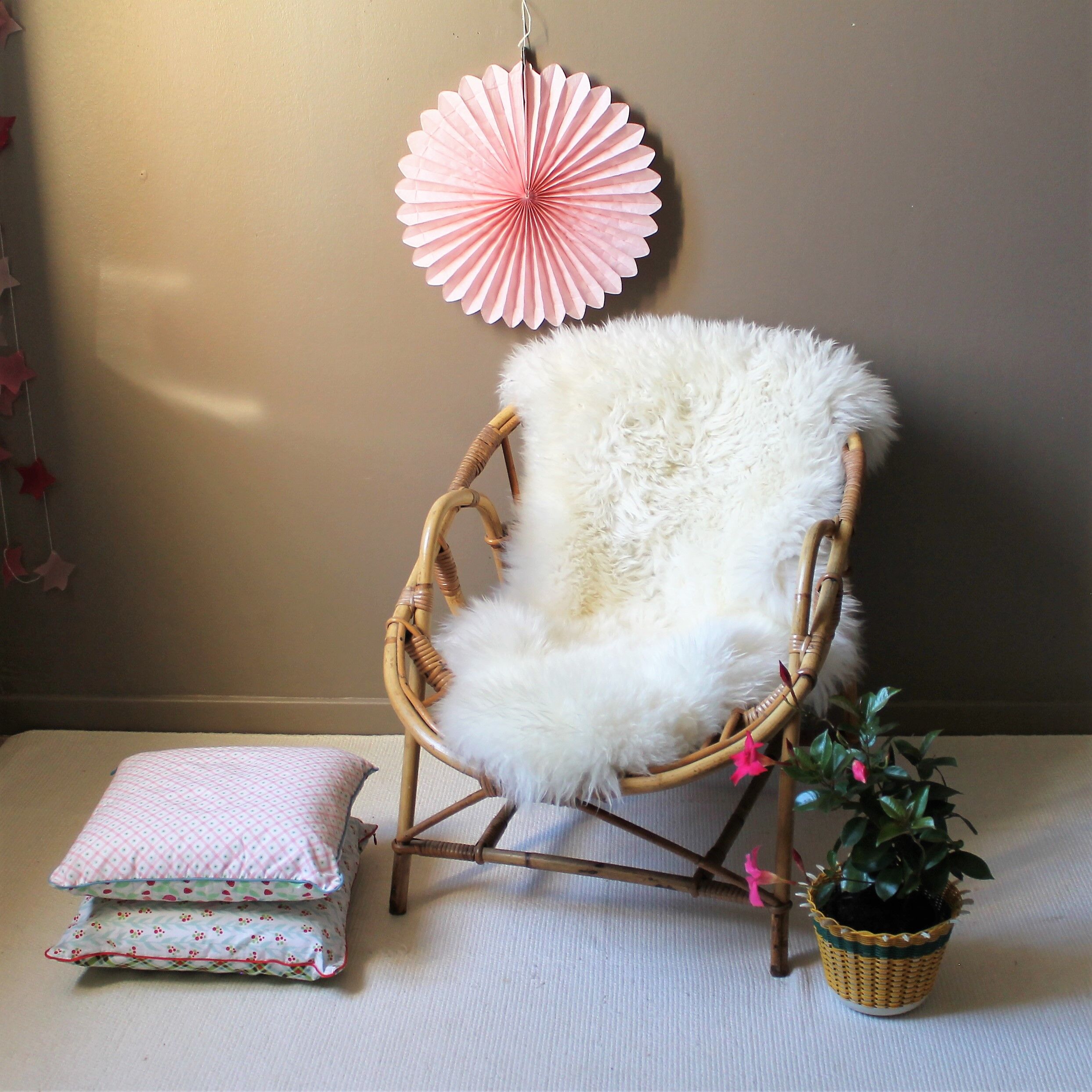 Vintage rattan adult armchair
