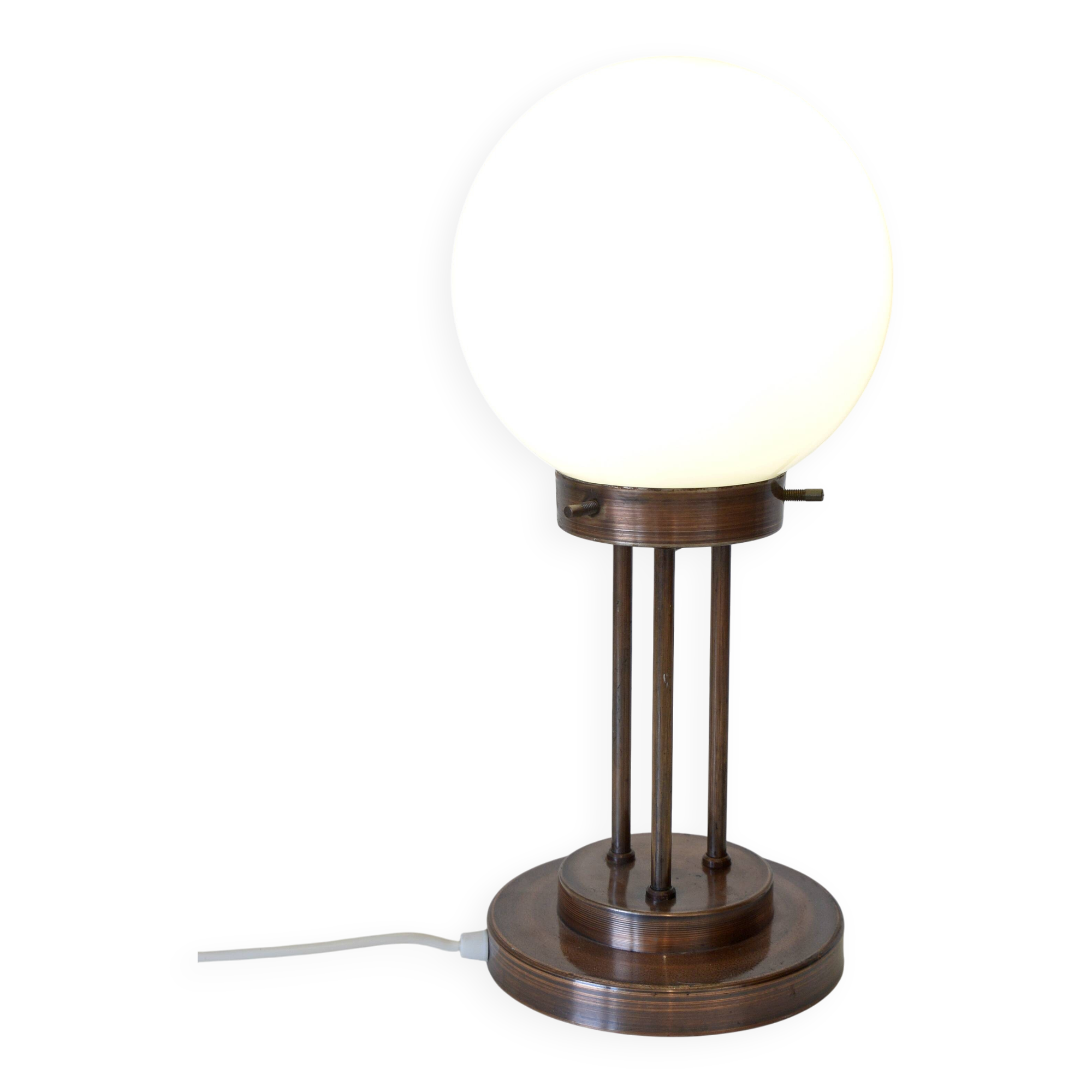 Lampe de bureau vintage du milieu du siècle, lampe de table en cuivre et verre, style Art déco, années 80