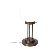 Lampe de bureau vintage du milieu du siècle, lampe de table en cuivre et verre, style Art déco, années 80