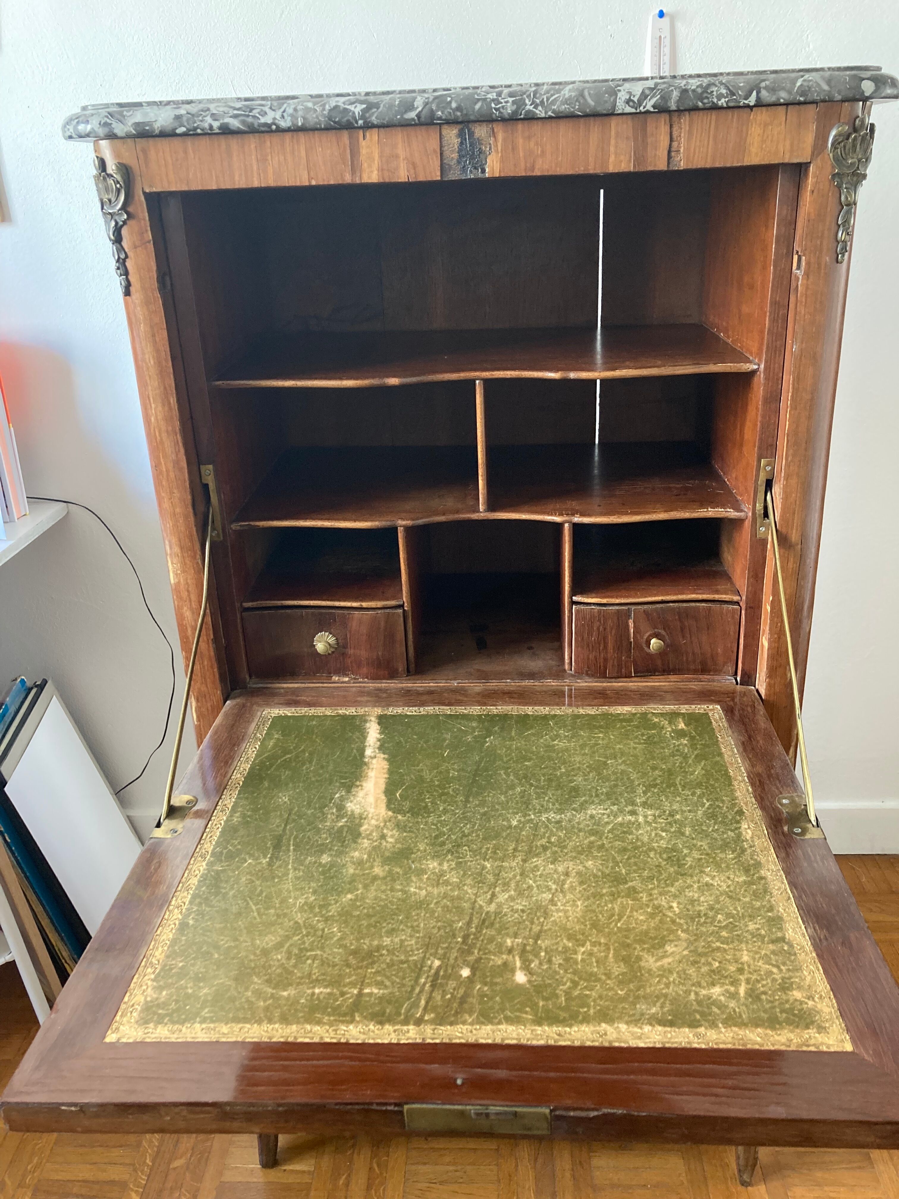 Secretary with grey marble top