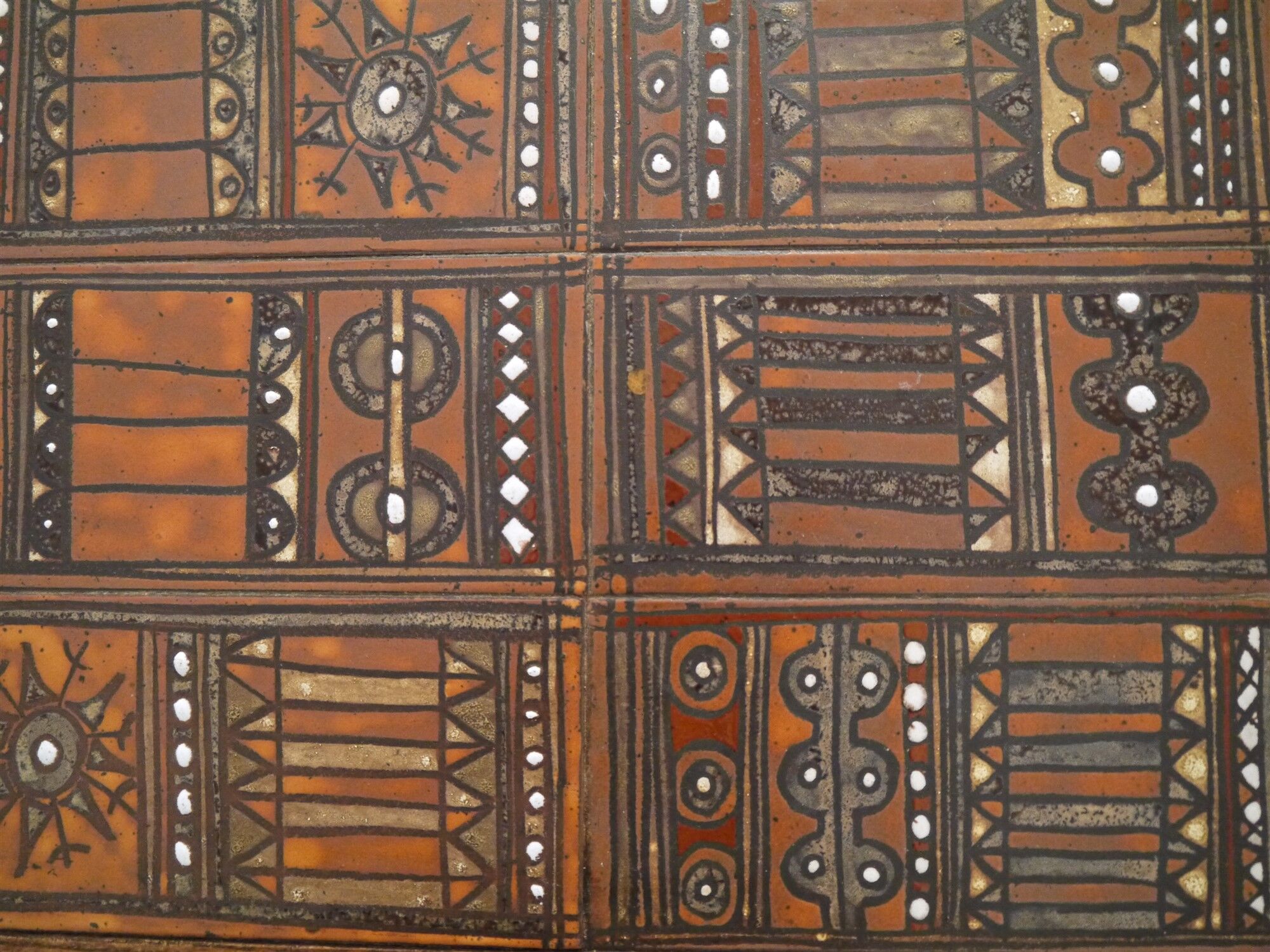 Roland Zobel wood and ceramic brutalist coffee table, 1960s