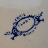 Plat ovale art nouveau 1880 signé Creil Montereau modèle Flora, décor liserons