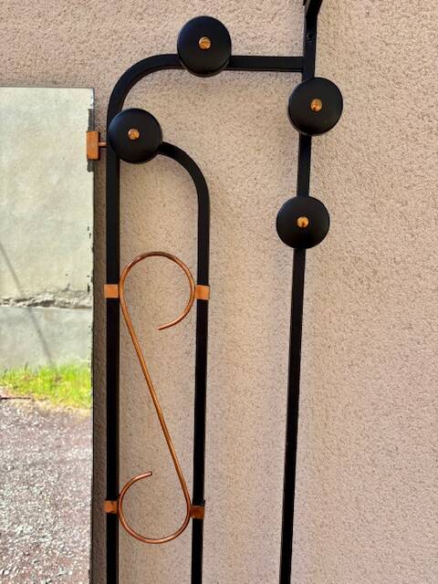 Wall coat rack wrought iron 1960