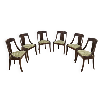 Set of six early 20th century Empire gondola chairs
