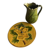 Vintage cheese pitcher and plate set
