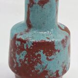 Petit vase design rouge sang de bœuf et bleu turquoise