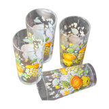 4 glasses, vintage syrup