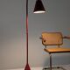 Jacques Adnet floor lamp in red leather, mid-century modern, France, 1960s