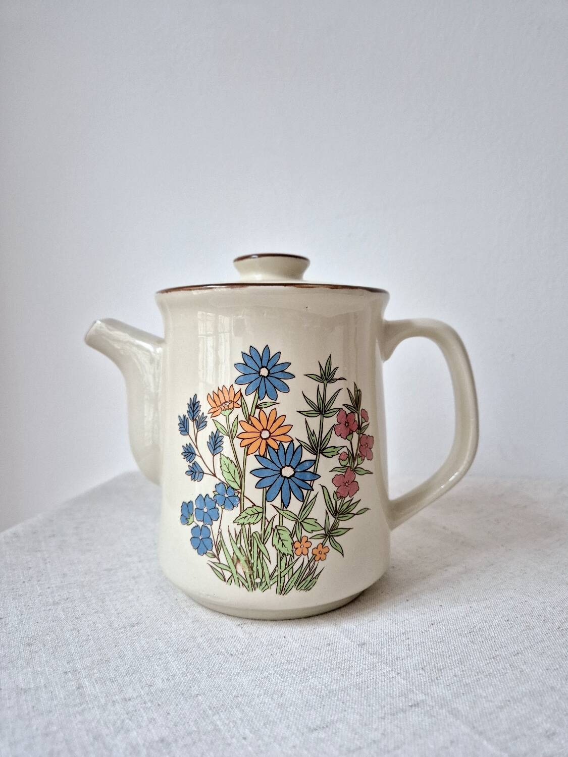 Cafetière en grès à fleurs '70s - Vintage