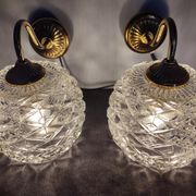 Pair of scones glass scones and vintage golden metal