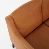 Leather two-seater sofa, 70s Scandinavian design