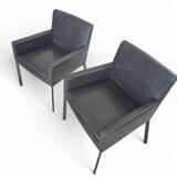 2 x Manet Minotti arm chairs 1990s / dark brown leather / chrome height 83