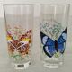 Verres à orangeade en verre décor papillon vintage