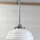 Bauhaus pendant light in chrome metal and opaline globe - 1950s