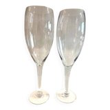 Duo of Large Tealight Holders Vases Candle Holders on Stand Blown Crystal Glass Deco