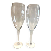2 photophores sur pied en verre soufflé