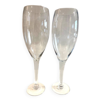 2 photophores sur pied en verre soufflé