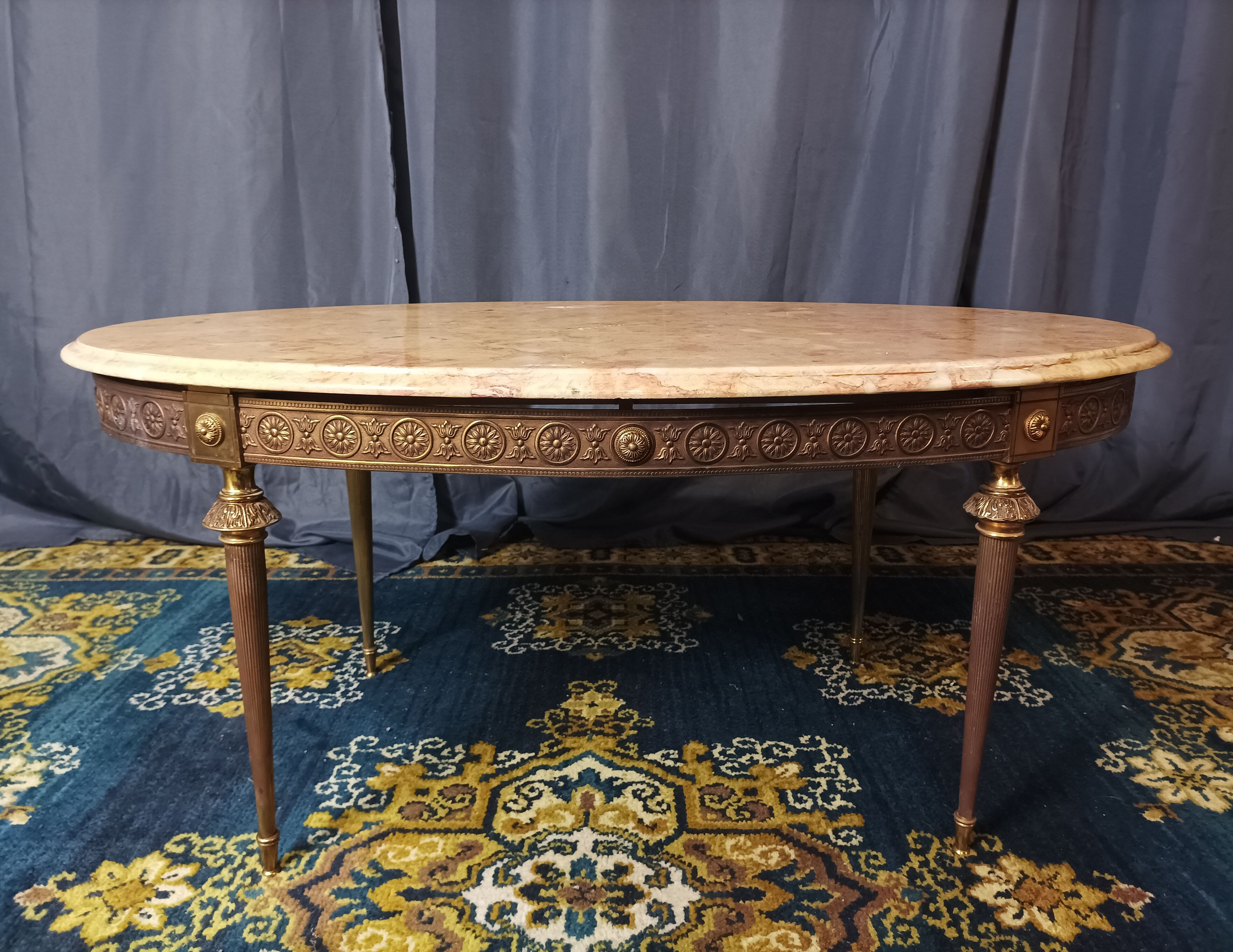 Coffee table in brass and marble 1960