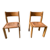 Luigi Gorgoni Roche Bobois 70's chairs in Elm and leather