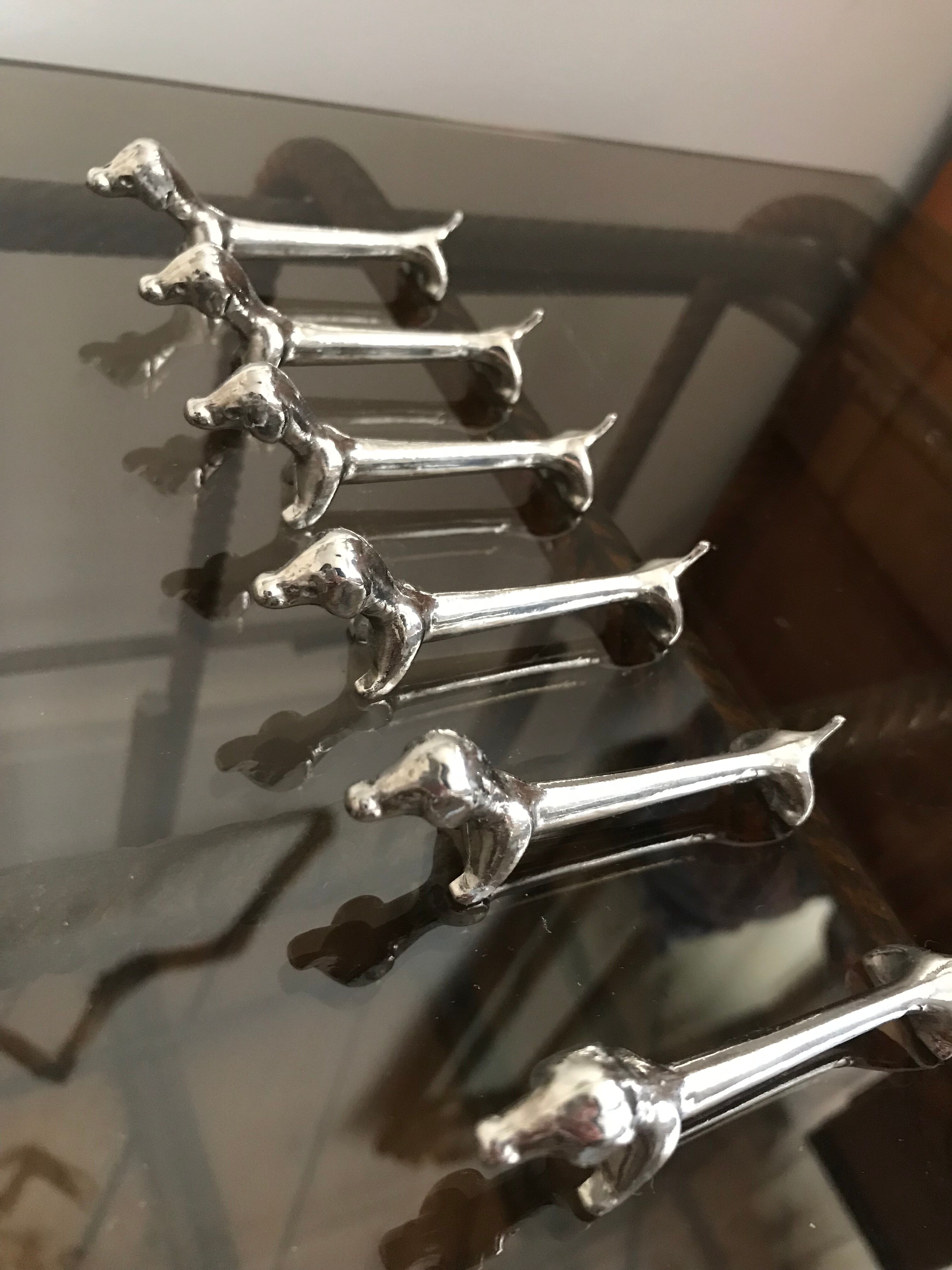 Basset knife holder in silver metal