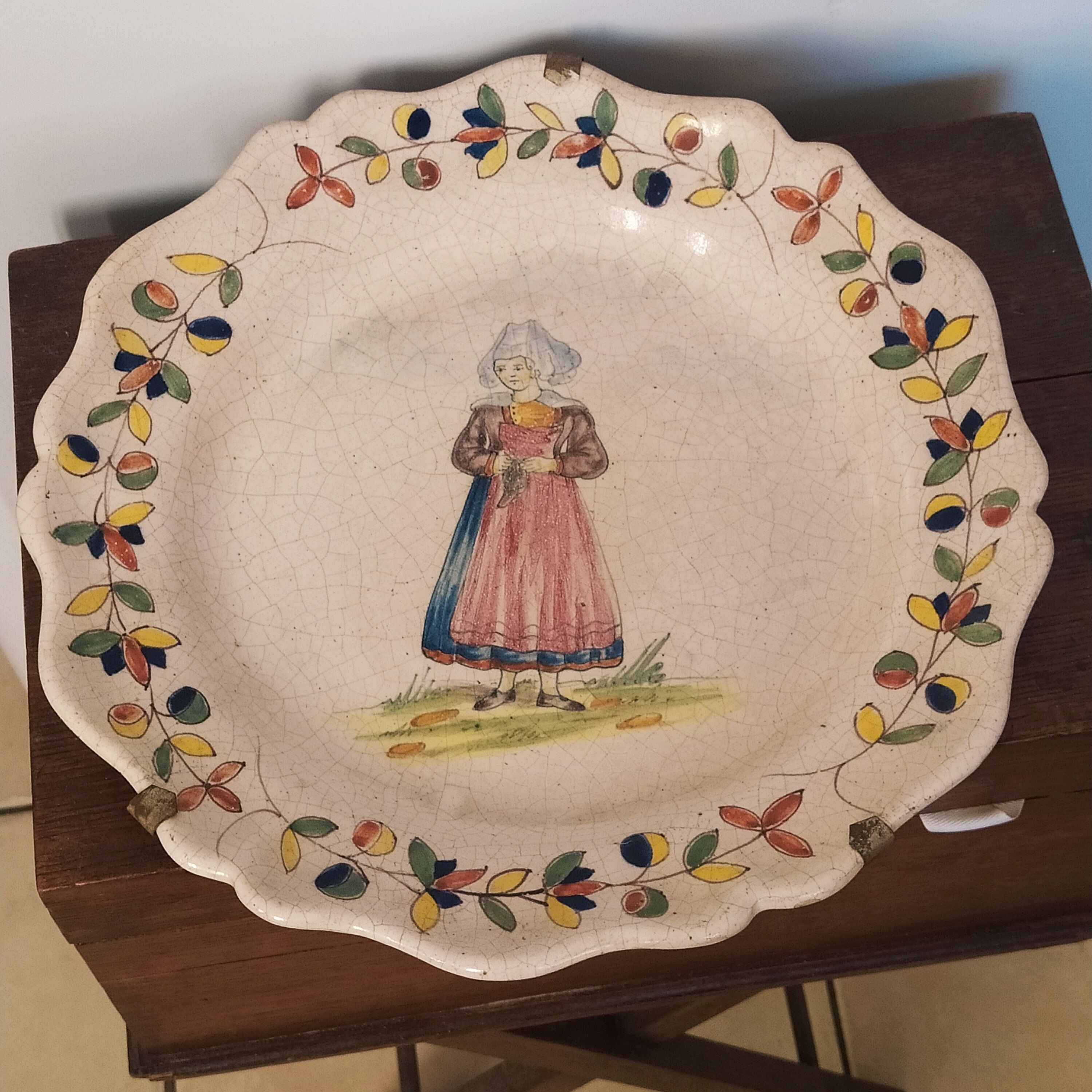 Pair of old plates faience of malicorne