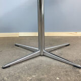 Swivel TV stand/side table, chrome frame with dark walnut, 1970s