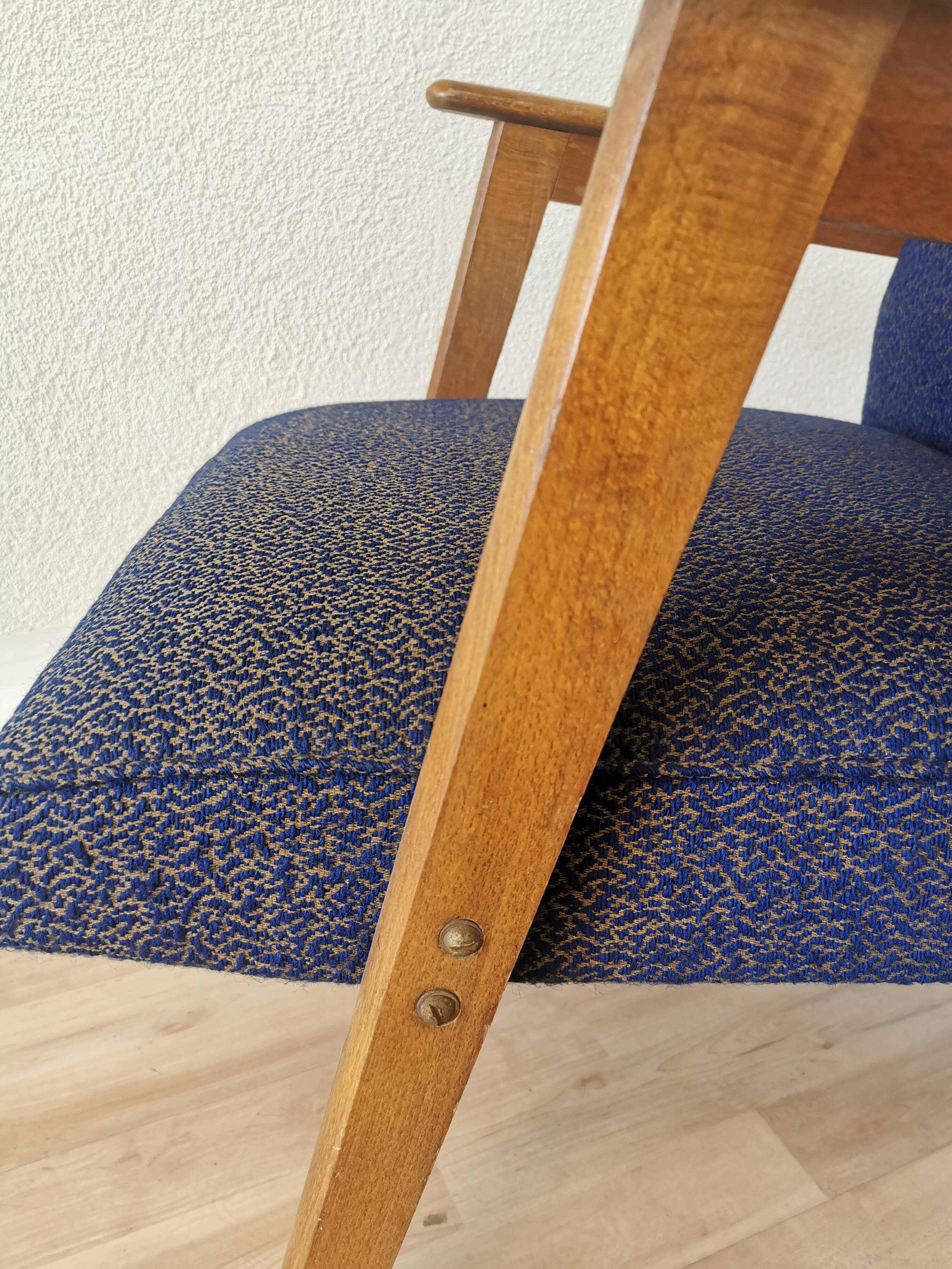 Vintage Royal Blue Armchair: Mid-Century Modern Lounge Chair