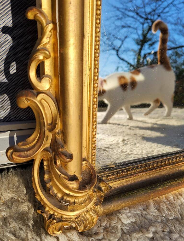 Miroir de cheminée doré XIXe style Louis XV