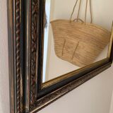 Miroir rectangle ancien lours bois sculpté peint patiné